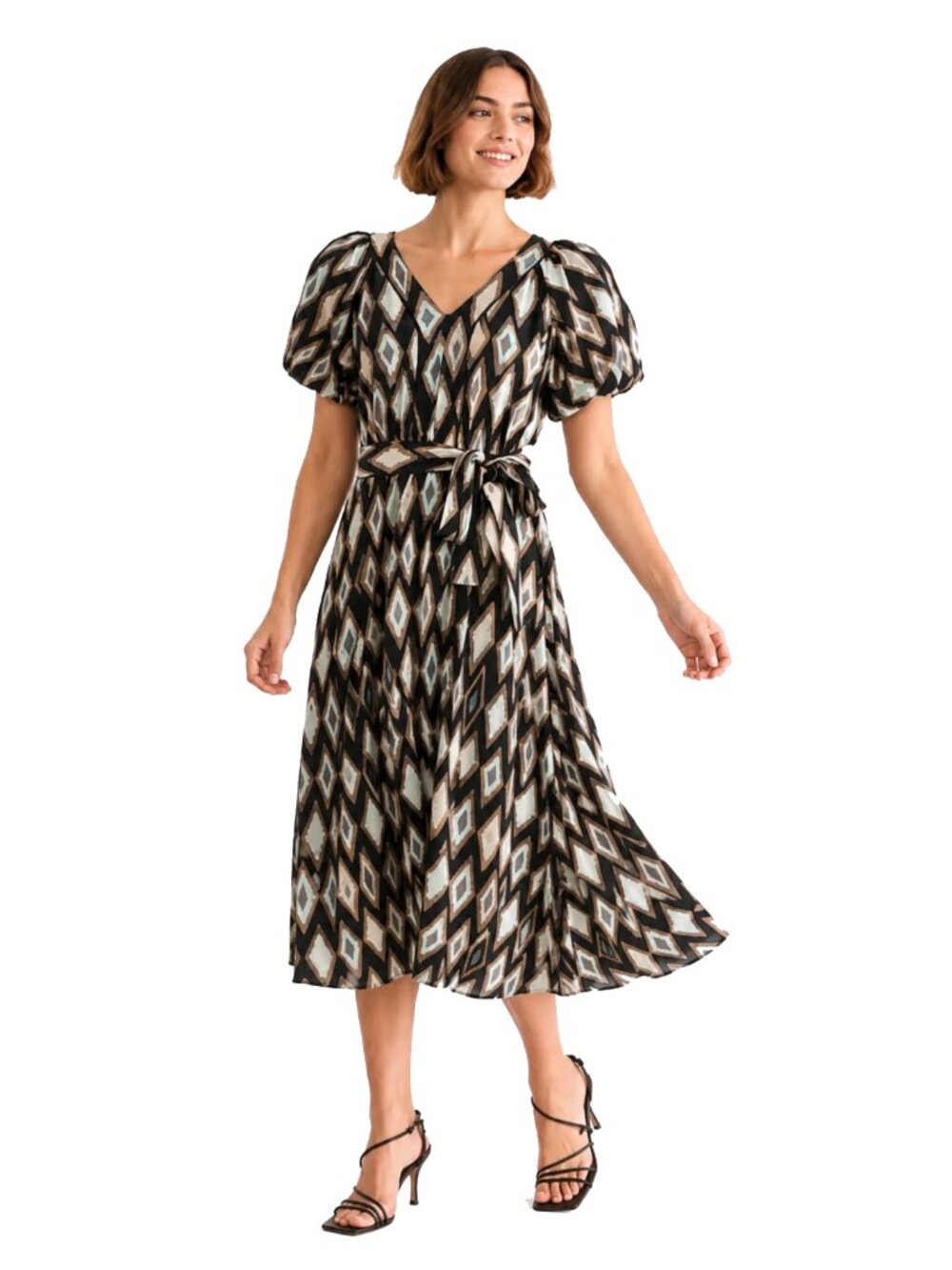 MELLODAY Bubble Sleeve Midi Dress, Size M, NWT